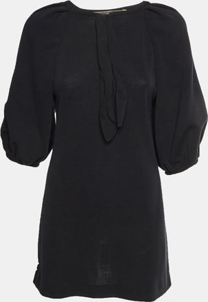 Giambattista Valli Black Cotton Knit Puffed Sleeve Short Dress