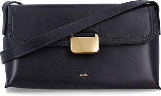 A.P.C. Rectangular Black Shoulder Bag with Gold-tone Clasp