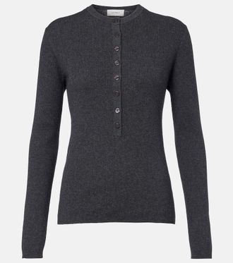 Lisa Yang Airi ribbed-knit cotton and cashmere Henley shirt