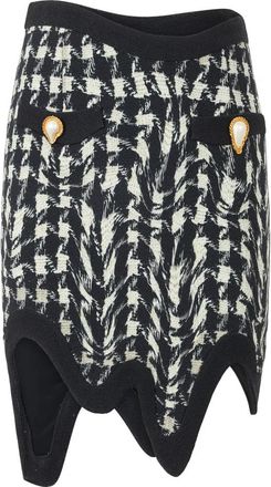 Moschino Asymmetrische Moderne Fantasie Schaakrok - Dames - Korte rokken - Veelkleurig - XS - Wol - Rokken