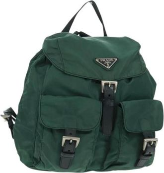 Prada Pre-owned Backpacks, female, Green, Size: ONE SIZE Pre-owned Nylon Backpack