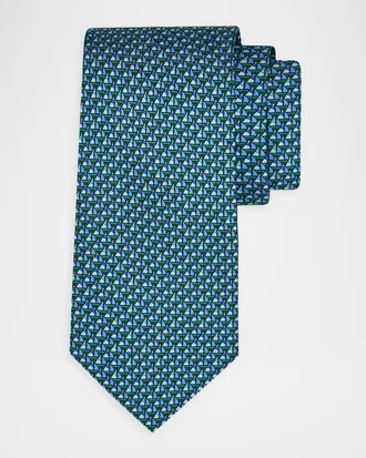 Ferragamo Men & apos;s Geometric Wool and Silk Tie