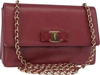 Ferragamo Pre-owned Leather Schoudertas - Dames - Vintage Schoudertas - Rood - ONE Size - Leer - Vintage