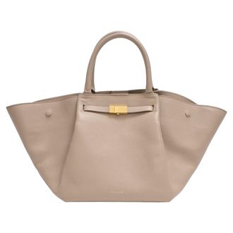 DeMellier The New York Midi Tote Bag in Beige Calf Leather