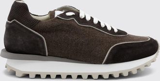 Eleventy Sneakers basse in pelle scamosciata e lana con suola dentellata