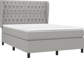 vidaXL Vidaxl - Cama Box Spring Con Colch&oacute;n Tela Gris Claro 140x200 Cm