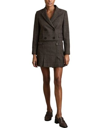 Reiss Vienna Double-Breasted Cropped Textured Wool-Blend Blazer