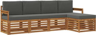 vidaXL Conjunto De Sof&aacute;s De Exterior 5 Uds. Natural Y Antracita Vidaxl
