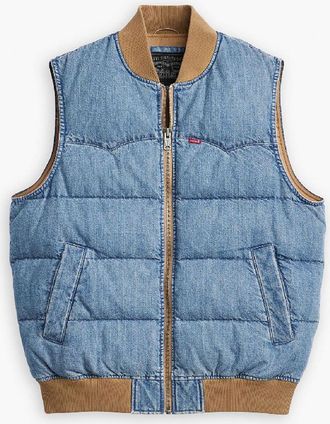 Levi's Mens Levis Wstrn Puff Vst in Slightly Sdtrkd - Blue - Size X-Large