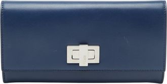 Fendi Blue Leather Long Wallet (Bi-Fold) (Pre-Owned)