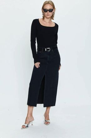Pistola Denim Alice Denim Midi Skirt In Black