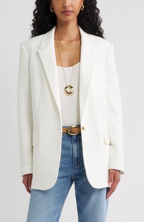 Open Edit Icon Twill Relaxed Blazer in Ivory at Nordstrom, Size X-Small