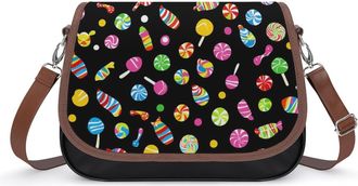 Generic Colorful Candy Pattern Womens Crossbody Bag Fashion Shoulder Handbags Message Tote Bag with Adjustable Strap