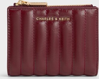 Charles & Keith Donna Crinkle-Effect Panelled Top-Zip Wallet