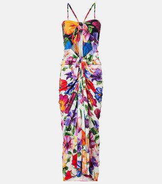Dolce & Gabbana Floral draped cutout midi dress
