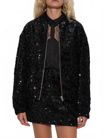 Iro Omber Zipped Bomber Jacket In Black Sequins