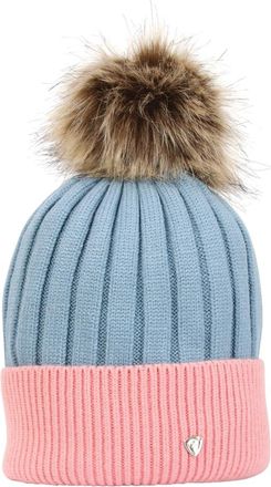 Hy Equestrian Synergy Luxury Bobble Hat- Aqua/Rose - One Size