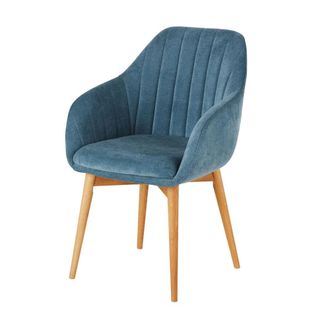 Maisons du monde Sill&oacute;n de mesa azul y patas de madera de roble