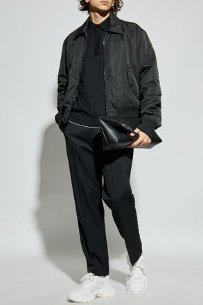 Balmain Polo With Embroidered Logo, Mens, Black