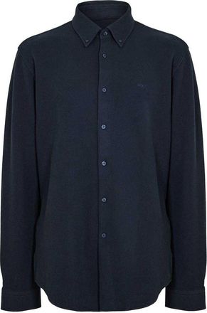 HUGO BOSS Heren Geborduurd Logo Overhemd met Kraag (Blauw)