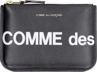 Comme Des Gar&ccedil;ons Logo Detail Leather Pouch - Dames - Portefeuilles - Zwart - ONE Size - Accessoires