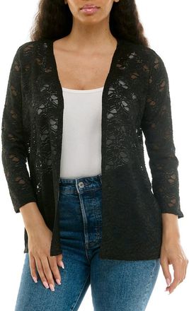 Nina Leonard Lace Cardigan in Black at Nordstrom Rack, Size X-Large