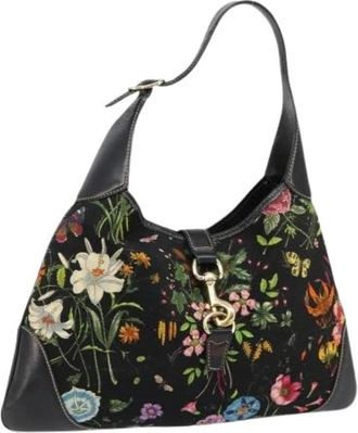 Gucci Pre-owned Shoulder Bags, female, Black, Size: ONE SIZE Pre-owned Canvas Shoulder Bag