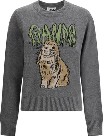 Ganni Bunny Wool Crewneck Sweater