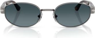 Persol 56mm Polarized Gradient Oval Sunglasses in Gunmetal /Polar Gradient Blue at Nordstrom