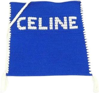 Celine Pre-owned Cotton Shoulder Bag - Dames - Vintage Schoudertas - Blauw - ONE Size - Katoen - Vintage