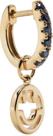 Roxanne First 14K Yellow Gold Smiley Sapphire Hoop Earring - Womens - 14kt Yellow Gold