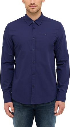 Mustang Langarmhemd MUSTANG Herren Style Canton, Herren, Gr. S, US-Gr&ouml;ssen, blau (blau 4136), Popeline, 100% Baumwolle, unifarben, slim fit, Hemden Langarmhem