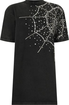 Philipp Plein T-Shirt Dress Spiderweb Strass