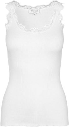 Rosemunde Tanktop ROSEMUNDE Babette Silk Top, Damen, Gr. XL, weiss (new wei&szlig;), Feinstrick, Obermaterial: 70% Seide, 30% Baumwolle, unifarben, k&ouml;rpernah h&uuml;ftbede