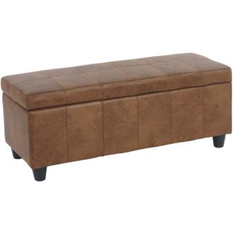 Hhg Panca contenitore elegante Kriens tessuto 114x45x45cm effetto scamosciato
