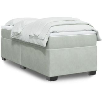 vidaXL Vidaxl - Cama Box Spring Con Colch&oacute;n Terciopelo Gris Claro 90x190 Cm