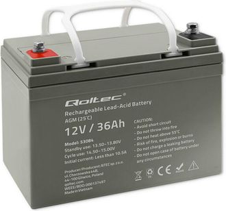 OEM Bater&iacute;a Agm Qoltec 12 V 36 Ah Sin Mantenimiento Eficiente Larga Vida &Uacute;til Para Sai Y Scooters
