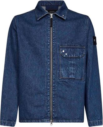 Stone Island Comfort-fit Zip-up Overshirt - Heren - Jassen - Blauw - Maat: XL Katoen