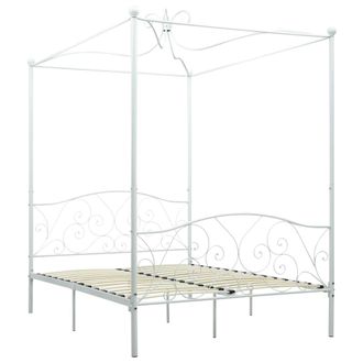 vidaXL Estructura De Cama Con Dosel Metal Blanco 120x200 Cm Vidaxl