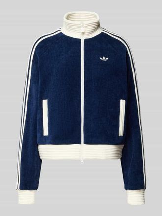 adidas Originals Sweatjacke mit Stehkragen und Label-Stitching in Dunkelblau, Gr&ouml;&szlig;e M