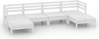 vidaXL 6 Piece Garden Lounge Set White Solid Wood Pine Vidaxl