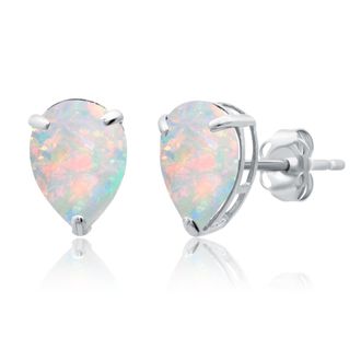MAX + STONE 14k Yellow or White Gold Teardrop 8mm Gemstone Pear Shape Stud Earrings