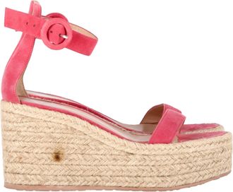 Gianvito Rossi Portofino Platform Wedge Espadrille Sandals In Pink Suede