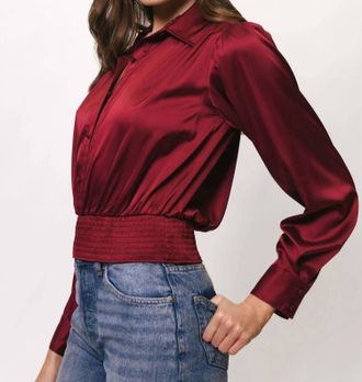 Hutch Jama Smocked Blouse In Cabernet
