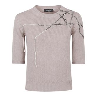Fabiana Filippi Crew-neck Short-sleeved Jumper - female - Fabiana Filippi - Round-neck Knitwear - Beige - 2XS - Knitwear