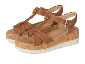 Dr. Scholls Once Again Womens Wedge Shoes Honey Brown Faux Leather : 9.5 M