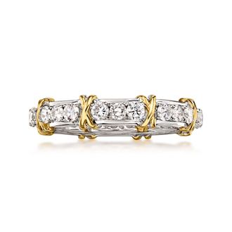 Ross-Simons Lab-Grown Diamond Xo Eternity Band in Sterling Silver and 18kt Gold Over Sterling