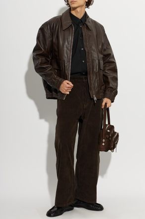 STUDIO NICHOLSON Leather Jacket Piston, Mens, Brown