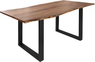 Massivmoebel24 Freeform 3 Tavolo Da Pranzo In Legno Di Acacia - Laccato Natur /gambe In Ferro - Antracite Mat 200x100x76
