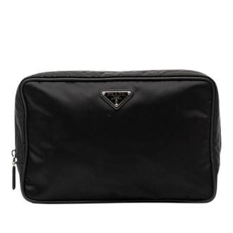 Prada Pre-owned Clutches, female, Black, Size: ONE SIZE Pre-owned Nylon Clutch